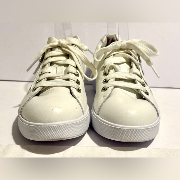 Munro Tilly White Leather Zip Lace Sneakers Womens 9 Comfort Walking Shoes - Picture 6 of 10